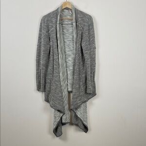 Free People In The Loop Gray Open Front Cardigan Sweater Asymmetrical Women's M